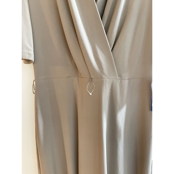 TOMMY HILFIGER Maxi Dress Khaki Brown 3/4 Sleeve V Neck Size 6 NWT No Belt - Picture 6 of 8